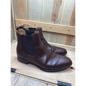 US11 Jack Erwin Mens Brown Leather Pointed Toe Pull On Chelsea Boots